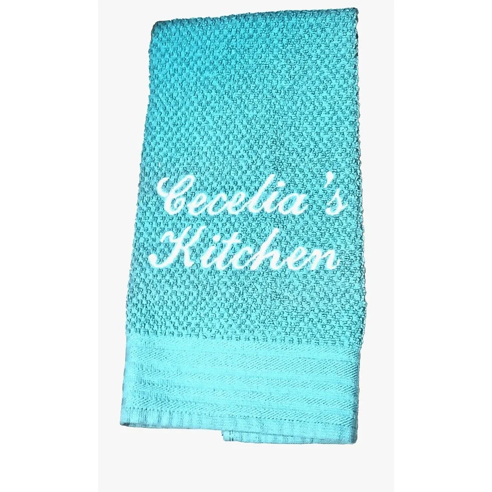 PERSONALIZED EMBROIDERED KITCHEN TOWELS MADE TO ORDER SET OF 2 TOWELS $18 - Picture 2 of 8